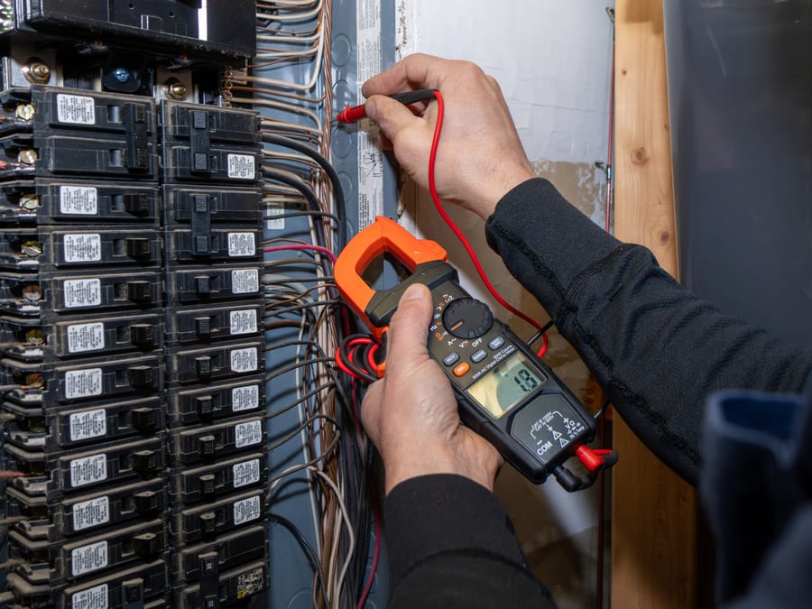 Electrical inspection being done on panel