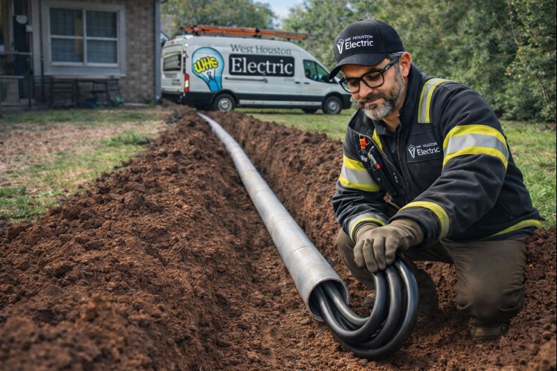 Electrical wires in the ground uncovered for a repair